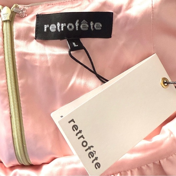 NWT RETROFETE Crystal Straps Watercolor Print Silk Halter Open Back Mini Dress L - Picture 6 of 8